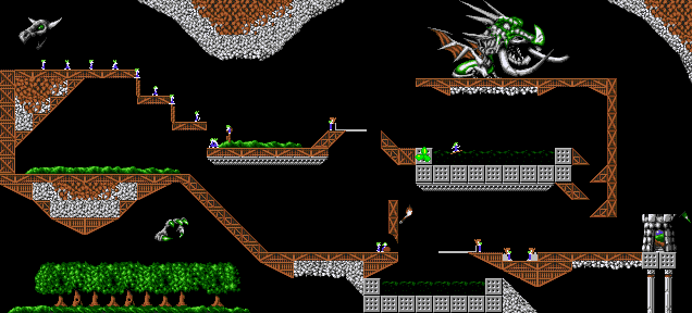 Overview: Lemmings 2: The Tribes, Amiga, Medieval, 4 - WATCH THAT LAST STEP!